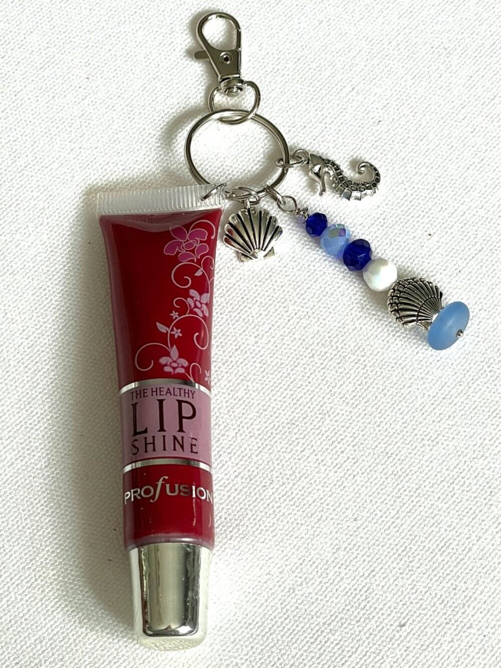 PROFUSION Charmed Lip Gloss Keychains-Lip Gloss Seahorse and Beaded Charms